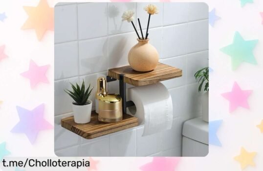 Portador de papel higiénico ZUNTO con estante de madera súper estable perfecto para baño o cocina precio rebajado sin igual y stock limitadísimo aprovecha ya este ofertón que vuela
