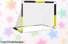 Portería de fútbol LARMNEE EBY120FG02 para niños súper práctica y plegable con pared de tiros, ahora a un precio rebajado que no se ve todos los días ¡date prisa porque vuelan!