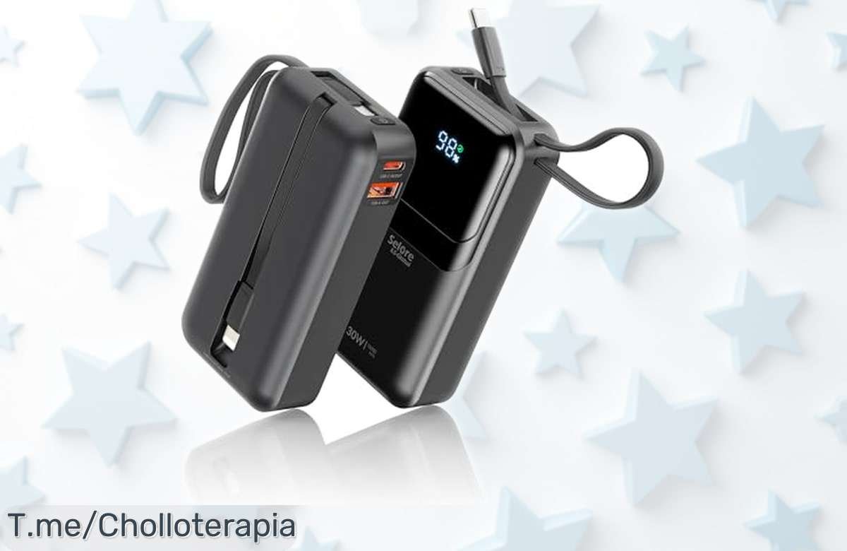 Power bank 30W con carga rápida y 4 salidas, cable integrado para iphone, samsung y más – precio rebajado que vuela por tiempo limitado ¡No lo pienses más perfecto para no quedarte sin batería en todo momento!