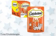 Premios para gatos Mars Catisfactions sabor pollo pack 6 x 60g con doble textura crujiente y cremosa precio rebajado sorpresa única que tu gato va a adorar corre antes de que vuelen