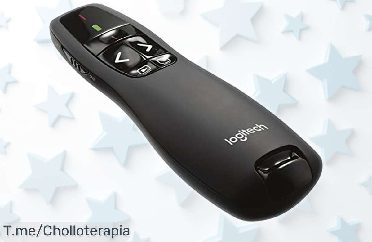 Presentador inalámbrico Logitech R400 con puntero láser y 15m de alcance rebajado a precio loco, controla tus presentaciones sin líos y batería visible ¡Corre que vuelan estas unidades en oferta limitada!