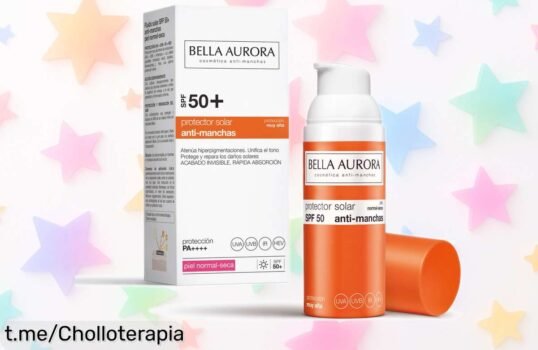 Protector solar SPF 50+ Bella Aurora con crema antimanchas para piel normal-seca precio rebajado que quema rápido la piel y desaparece las manchas ¡aprovecha ya este ofertón por tiempo limitado!