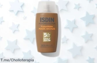 Protector solar facial con color Isdin Fusion Water Magic Bronze SPF 50 a precio rebajado, textura ultraligera que unifica y controla la grasa, ¡un super chollo solo por tiempo limitado!