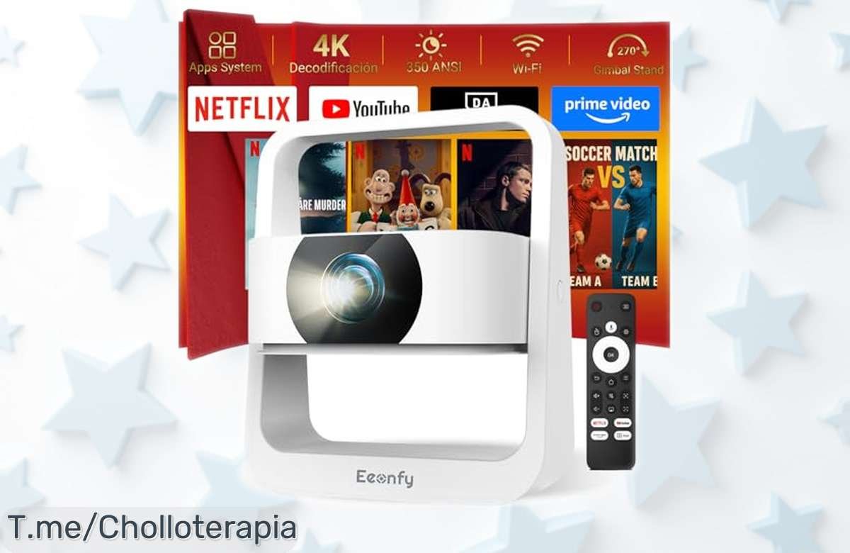 Proyector portátil con calidad 4K Eeenfy y WiFi en precio rebajado, enchufa y disfruta imágenes nítidas al máximo sin complicaciones, que no se te escape este ofertón antes de que vuelen las unidades disponibles.