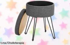 Puff redondo Songmics con baúl y asiento acolchado súper resistente hasta 150 kg, el aliado perfecto para guardar y sentarte cómodo, ahora a un precio rebajado que no volverás a ver ¡Date prisa que vuelan las unidades!