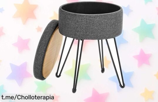 Puff redondo Songmics con baúl y asiento acolchado súper resistente hasta 150 kg, el aliado perfecto para guardar y sentarte cómodo, ahora a un precio rebajado que no volverás a ver ¡Date prisa que vuelan las unidades!