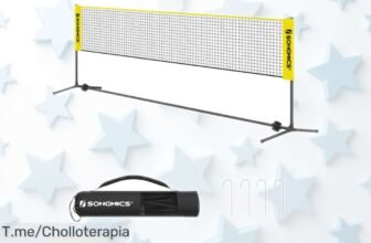 Red de bádminton y voleibol SONGMICS 5m con postes ajustables rebajada a precio loco para que disfrutes el juego ya sin perder tiempo ¡super chollo solo por poco tiempo, pasa y cómprala antes que se agote!