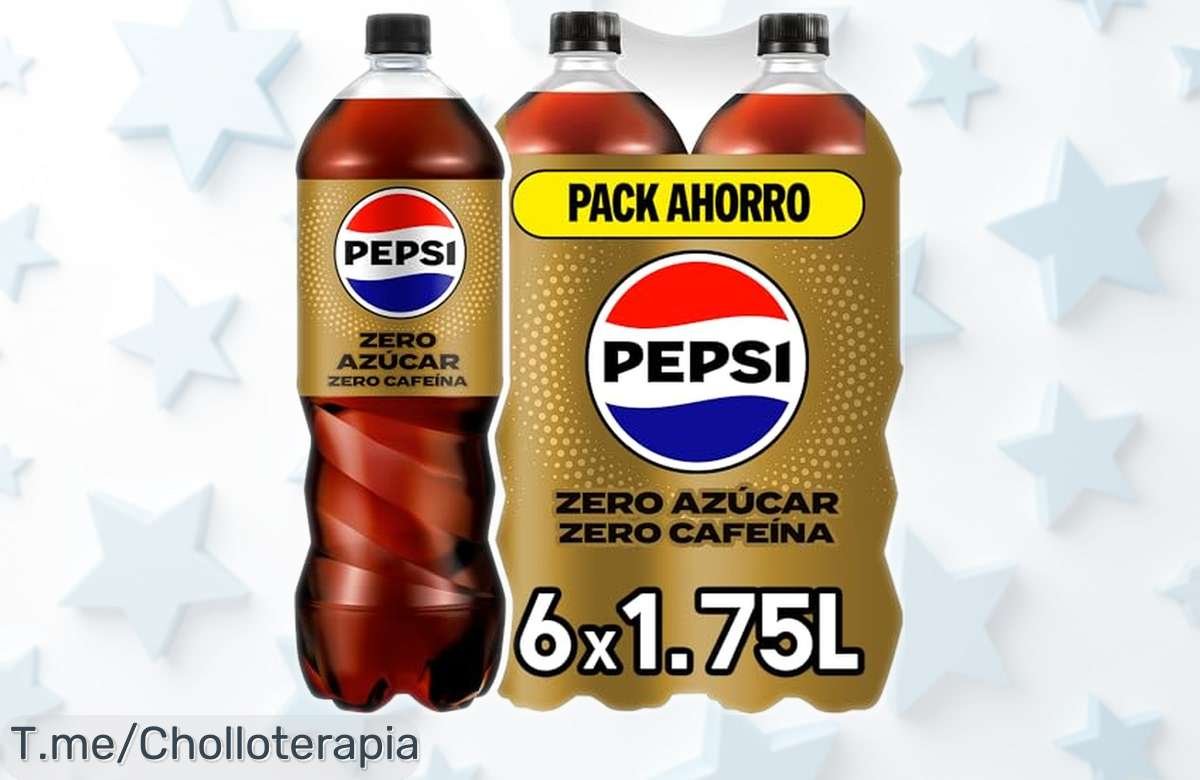 Refresco de cola Pepsi Zero sin cafeína en pack de 6 botellas grandes rebajado a un precio increíble chollazo con cero azúcar y calorías para refrescarte sin culpa corre que vuelan estas unidades limitadas
