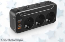 Regleta 3 tomas con USB y protección PD20W, precio rebajado para que conectes y cargues rápido sin complicaciones ¡corre que vuelan estas unidades en oferta brutal!