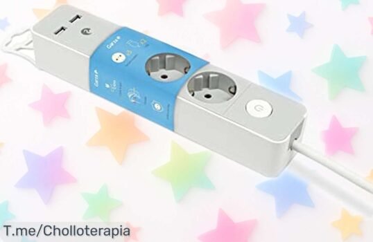 Regleta Garza Power con 3 enchufes y 2 USB, enchufe plano e interruptor seguro para niños precio rebajado que desaparece rápido ¡no pierdas este super chollo ideal para controlar el gasto en casa!