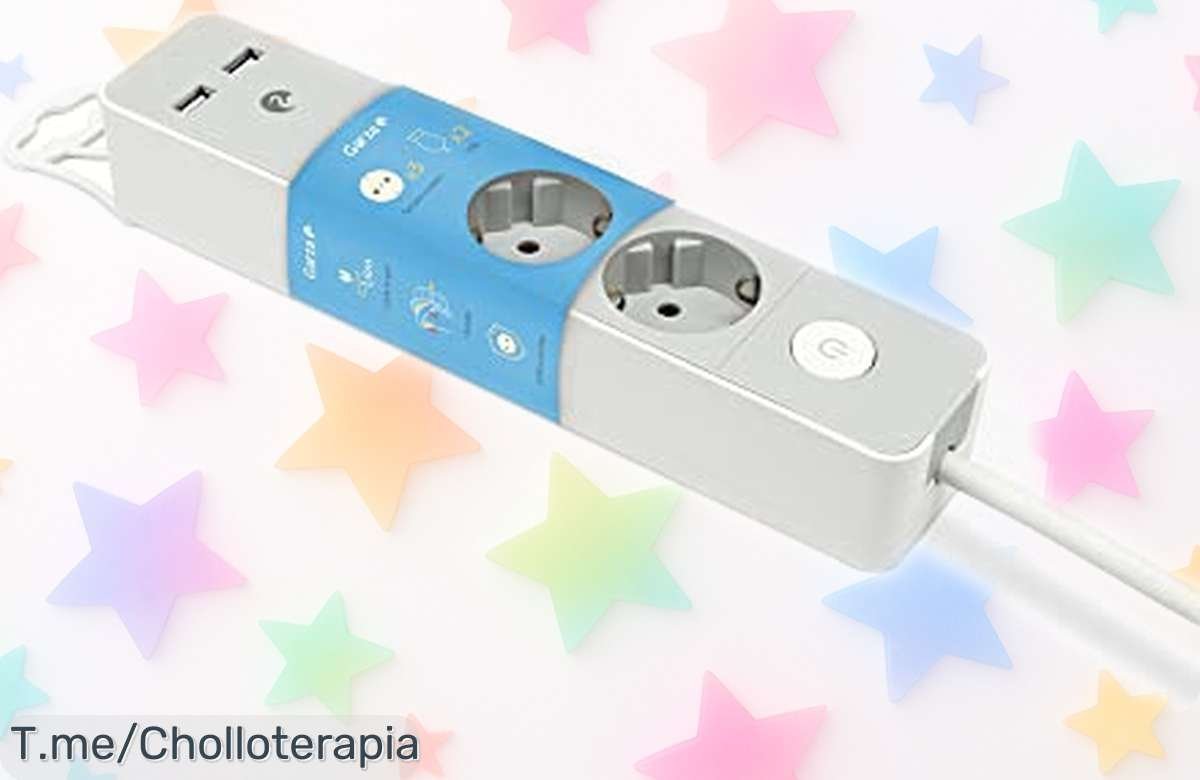 Regleta Garza Power con 3 enchufes y 2 USB, enchufe plano e interruptor seguro para niños precio rebajado que desaparece rápido ¡no pierdas este super chollo ideal para controlar el gasto en casa!