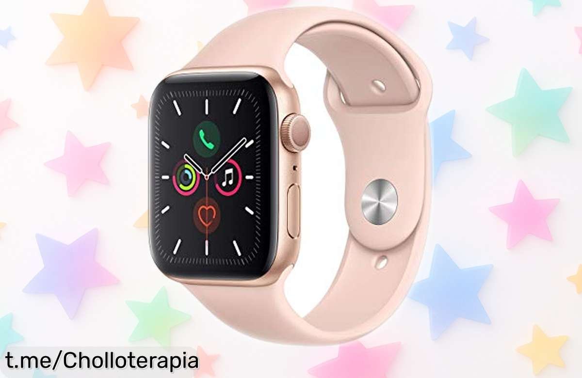 Reloj Apple Watch Series 5 44mm GPS en aluminio dorado con correa deportiva pomelo, diseño premium a precio rebajado que no durará mucho ¡date prisa y consigue este super chollo antes de que desaparezca!