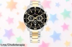 Reloj Tommy Hilfiger para hombre con multifunción y correa bicolor de acero inoxidable, diseño top y esfera negra rebajado en un super chollo que no durará mucho ¡hazlo tuyo antes de que desaparezca esta oportunidad!