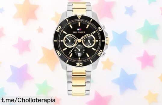 Reloj Tommy Hilfiger para hombre con multifunción y correa bicolor de acero inoxidable, diseño top y esfera negra rebajado en un super chollo que no durará mucho ¡hazlo tuyo antes de que desaparezca esta oportunidad!