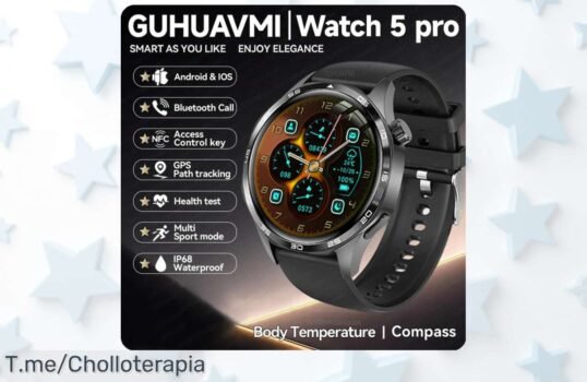 Reloj inteligente 5 Pro 2025 con pantalla amoled y GPS rebajado espectacularmente para que controles tu salud y aventuras al aire libre; chollazo con tecnología top que no durará nada, corre antes de que se agoten las unidades ¡es ahora o nunca!