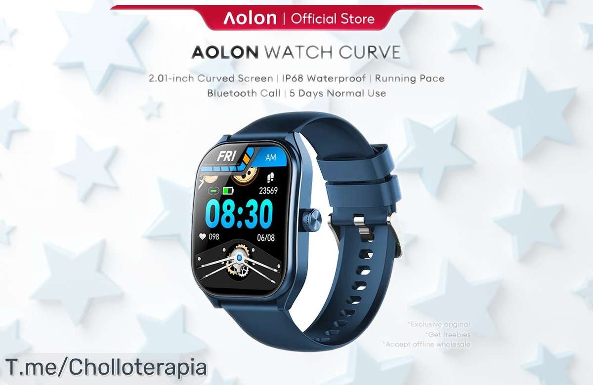 Reloj inteligente KHwatch con pantalla curva de 2,01” para deporte y vida activa diseño resistente al agua, ¡rebajado un precio loco que vuela en tiempo limitado no lo dejes escapar!