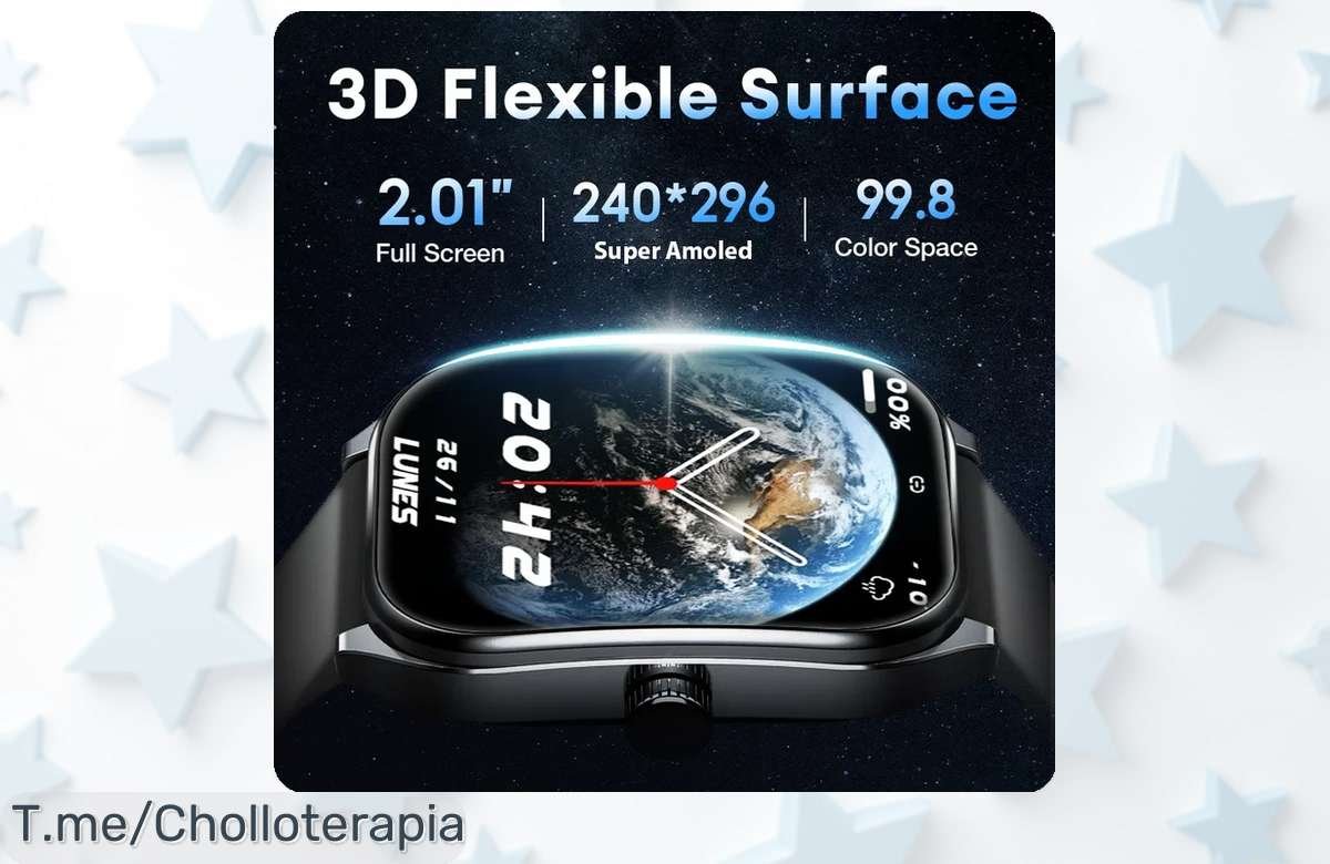 Reloj inteligente con pantalla AMOLED curva y Bluetooth 5,3 de última generación por un precio rebajado que no puedes dejar pasar ¡Llévalo hoy antes que se agoten estas unidades en oferta limitada!