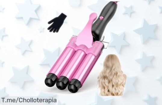 Rizador de pelo 3 barriles grande con calentamiento ultra rápido, guantes incluidos y precio rebajado impresionante para conseguir rizos naturales y duraderos ¡Corre que vuelan estas unidades en esta oferta callejera!