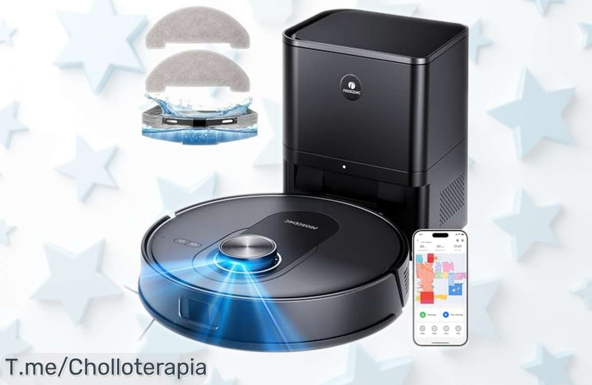 Robot aspirador y fregasuelos Proscenic Q8 MAX con potencia brutal de 8000Pa, que acaba con pelos de mascota sin esfuerzo, ¡rebajado a precio loco por tiempo limitado, aprovecha este super chollo antes que se acabe!