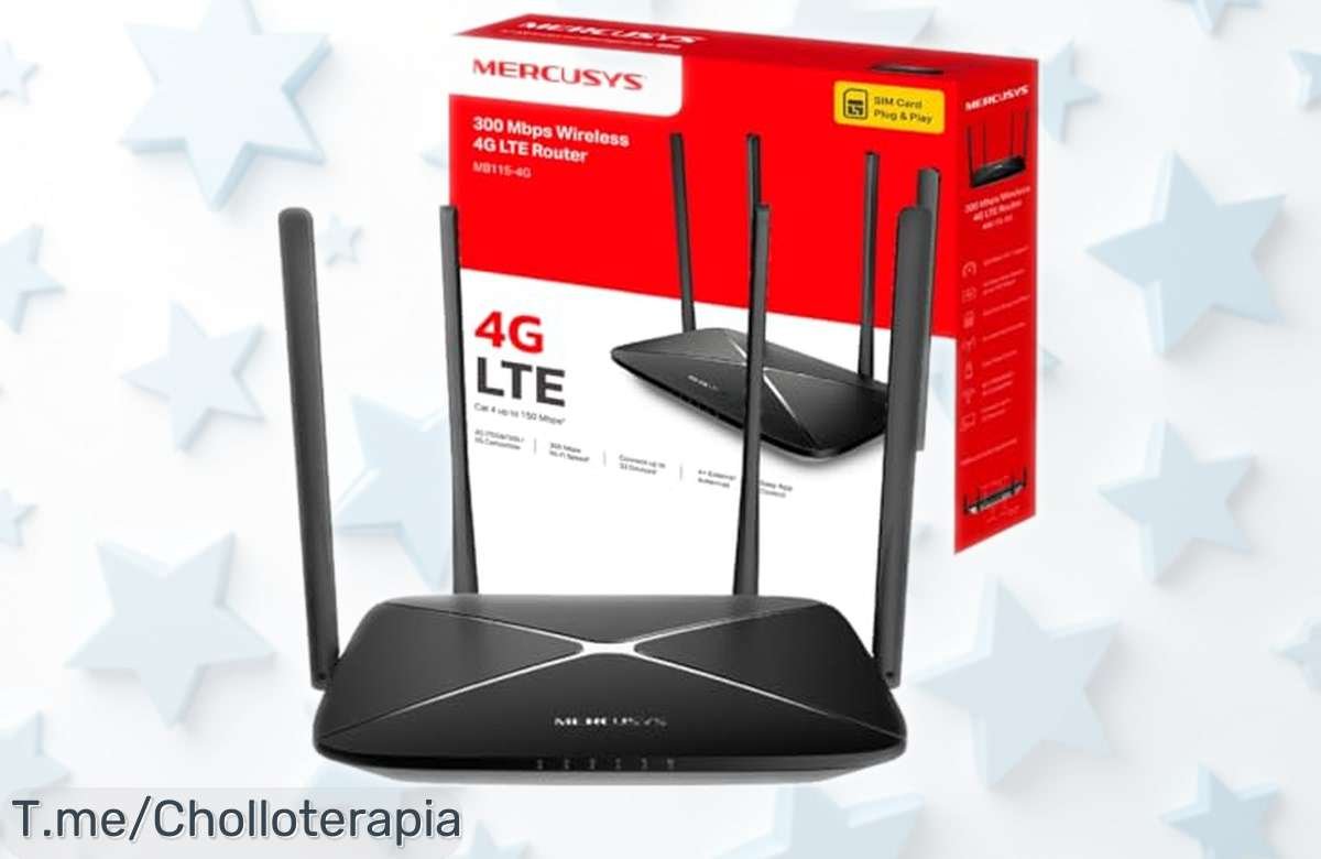 Router 4G LTE Mercusys MB1154G con WiFi rapidísimo para hasta 32 dispositivos, antenas potentes y conexión por SIM ya rebajado a un precio muy bajo que vuela en tiempo récord ¡No dejes pasar este ofertón único!
