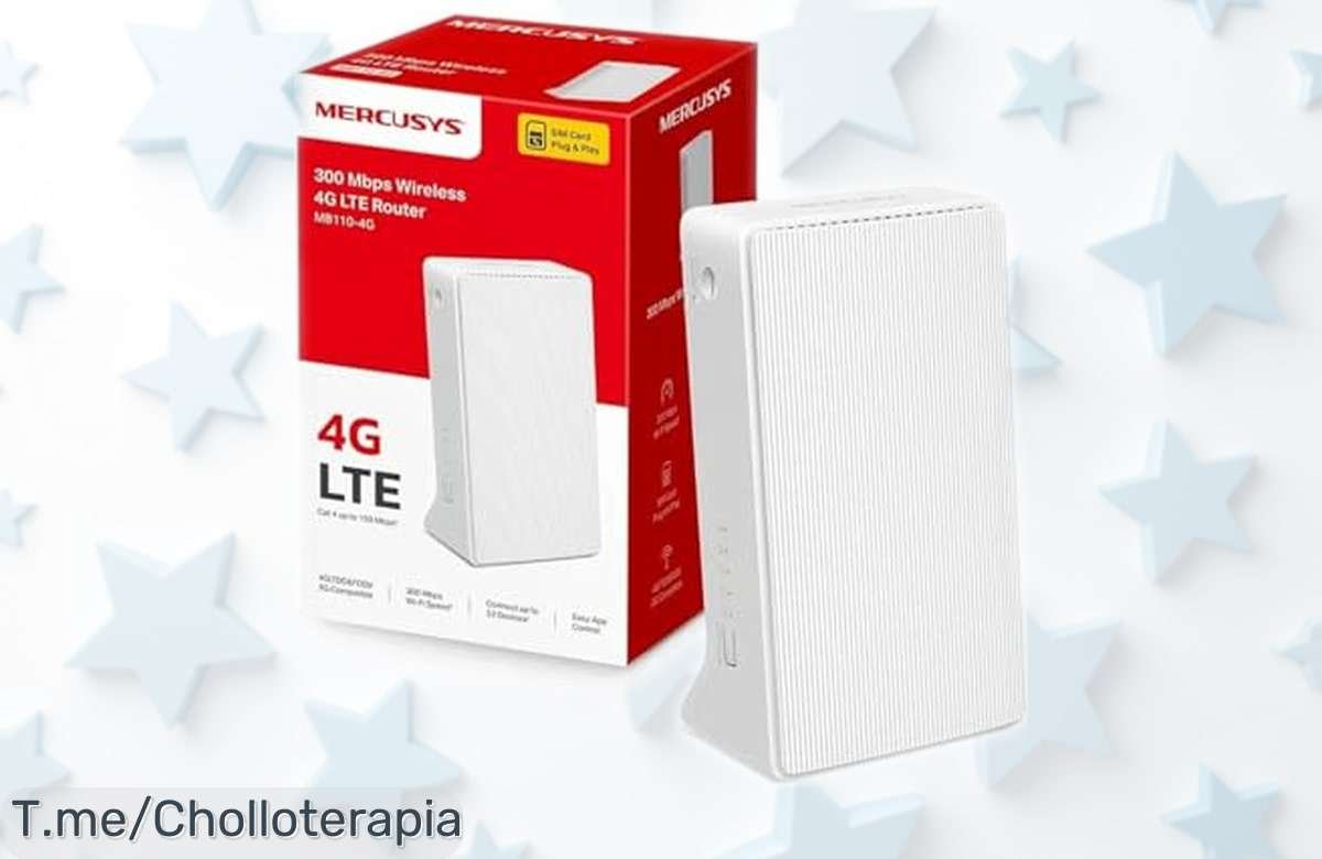 Router 4G Mercusys MB1104G con velocidad hasta 150 Mbps y conecta 32 dispositivos sin líos, ahora a precio rebajado por tiempo limitado ¡Corre que se acaba este súper chollo!