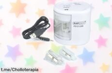 Sacapuntas eléctrico Rapesco 1448 PS12USB que afila lápices sin esfuerzo y con carga USB, ahora a precio rebajado ¡date prisa porque este ofertón con sistema de seguridad para toda la familia vuela!