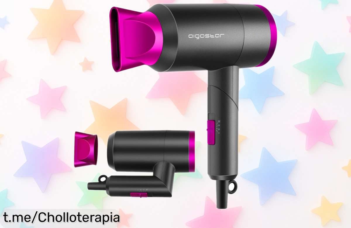 Secador de pelo Aigostar 1800W con mango plegable, secado rápido y 3 temperaturas rebajado a precio muy bajo ¡quedan pocas unidades! Aprovecha este super chollo para lucir un peinado profesional estés donde estés corre que vuelan