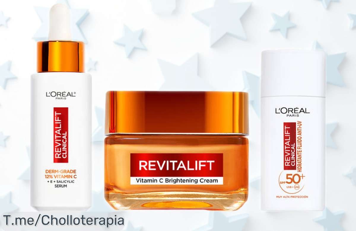 Sérum revitalift clinical de l’oréal con 12% vitamina c pura y crema hidratante doble combo a precio rebajado perfecto para lucir piel radiante sin arrugas ni poros abiertos ¡chollazo que vuela, cómpralo ya!