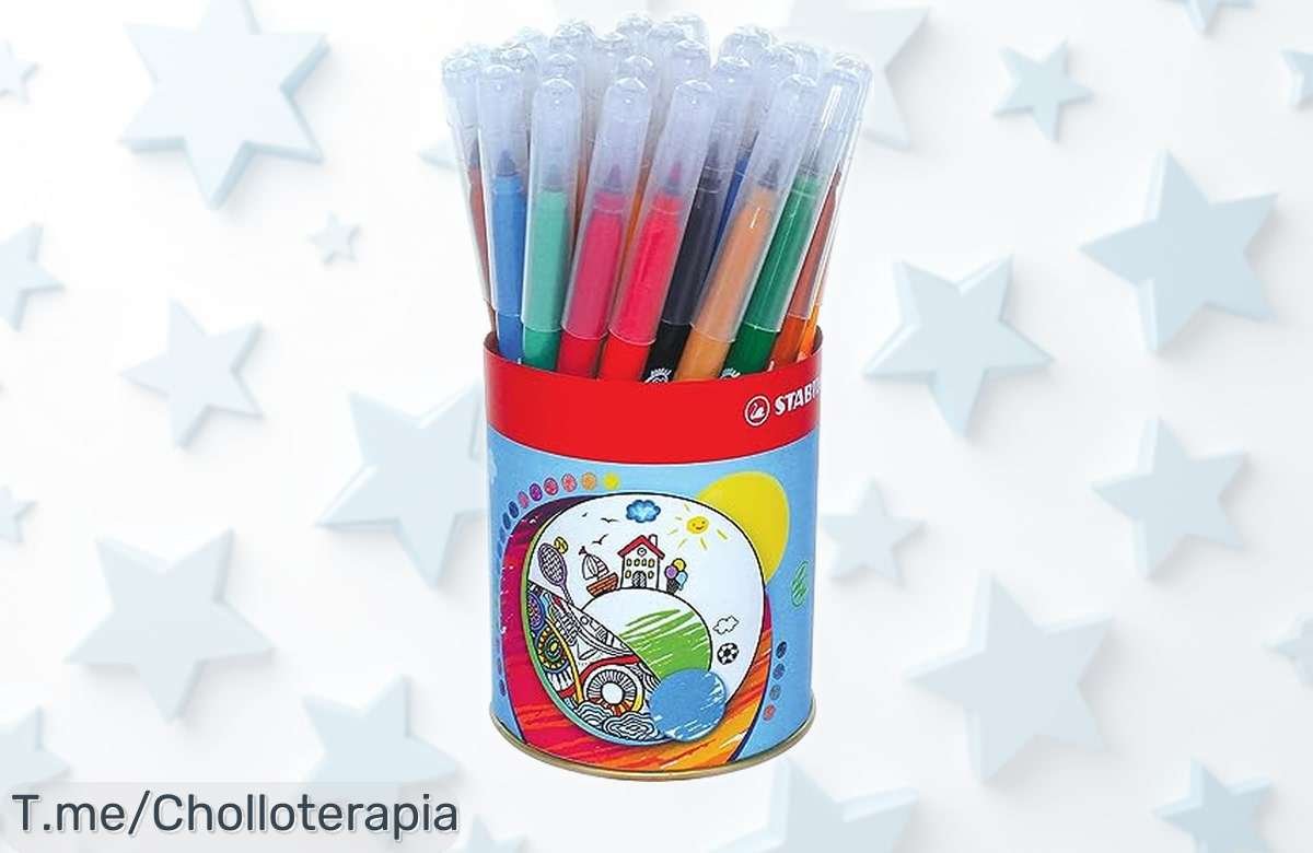 Set de 36 rotuladores Stabilo Trio con tinta súper lavable y capucha ventilada, ahora a precio muy bajo para que los peques disfruten pintando sin líos ¡No lo dejes escapar, queda poquísimo tiempo para aprovechar este ofertón!