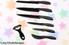 Set de 7 cuchillos profesionales Cecotec titanium súper resistentes y antiadherentes con mango duradero, precio rebajado por tiempo limitado; disfruta este ofertón para cocinar como un chef zuhause ¡corre que vuelan!