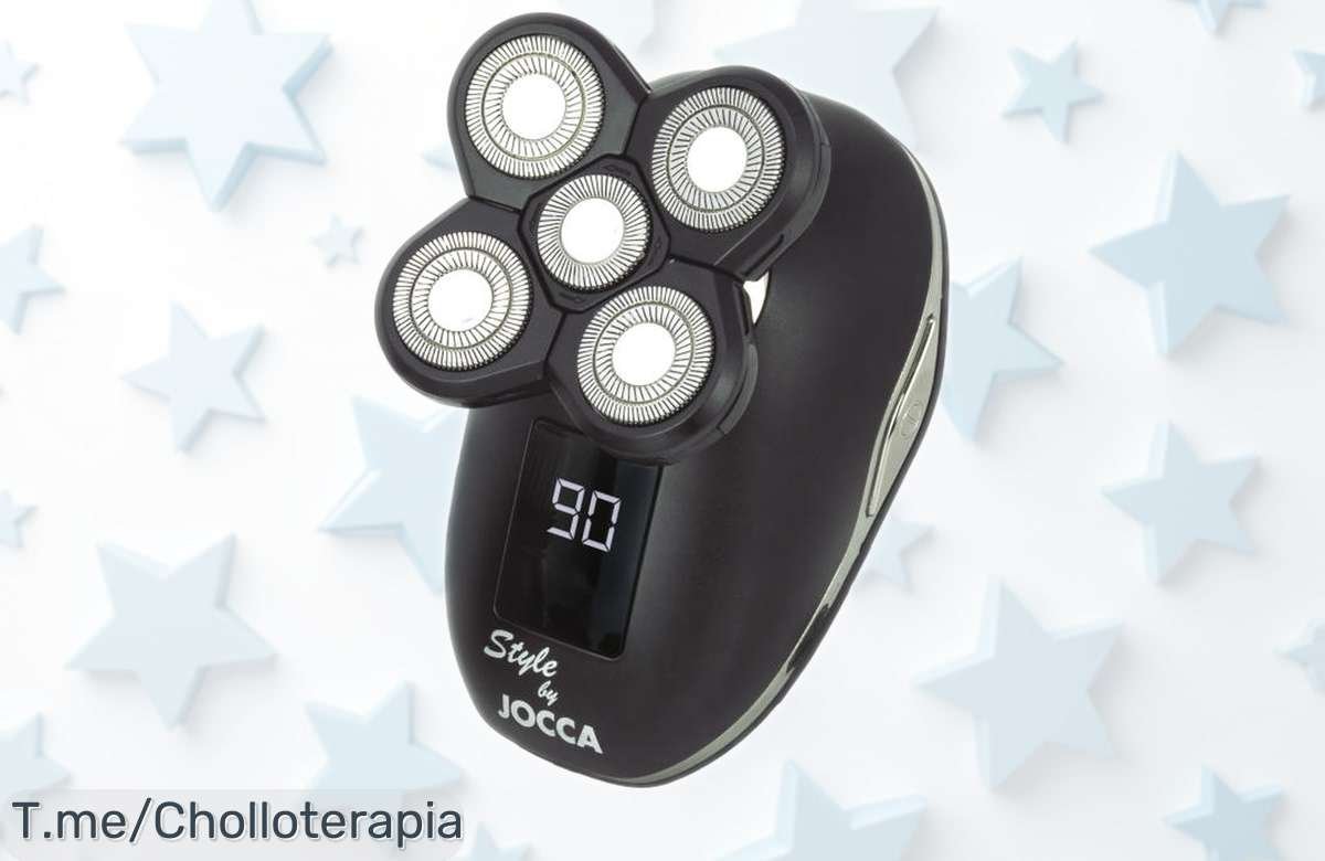 Set de barba y cuidado facial Jocca 5 en 1 con afeitadora rotativa y recortadora, pantalla LED y batería USB a precio rebajadísimo que no se repetirá, ¡aprovecha ya este ofertón único porque vuelan!