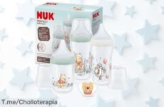 Set de biberones anticólico NUK perfect match con chupete winnie the pooh suave y cuidadoso para tu bebé rebajado por tiempo limitado ¡Aprovecha este super chollo de 4 unidades antes que se acabe!