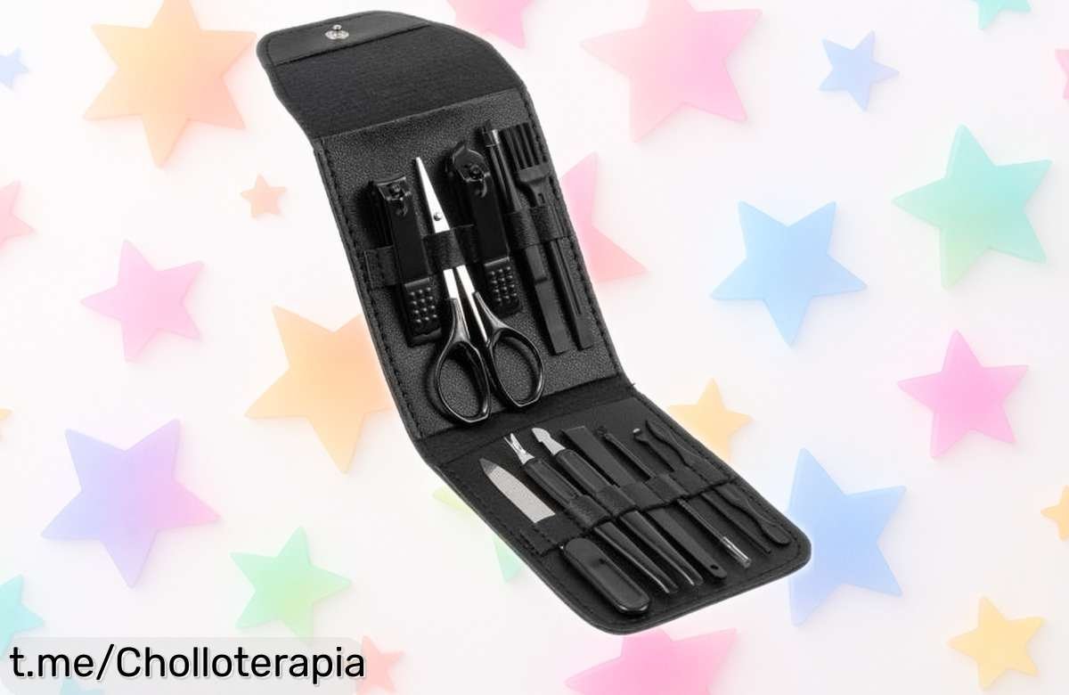 Set profesional de manicura Leandro Lido Monza 13 piezas en negro con acabado impecable ahora a precio rebajado, una súper oferta limitada que no puedes dejar pasar para lucir uñas perfectas desde casa ¡corre antes de que se agote!