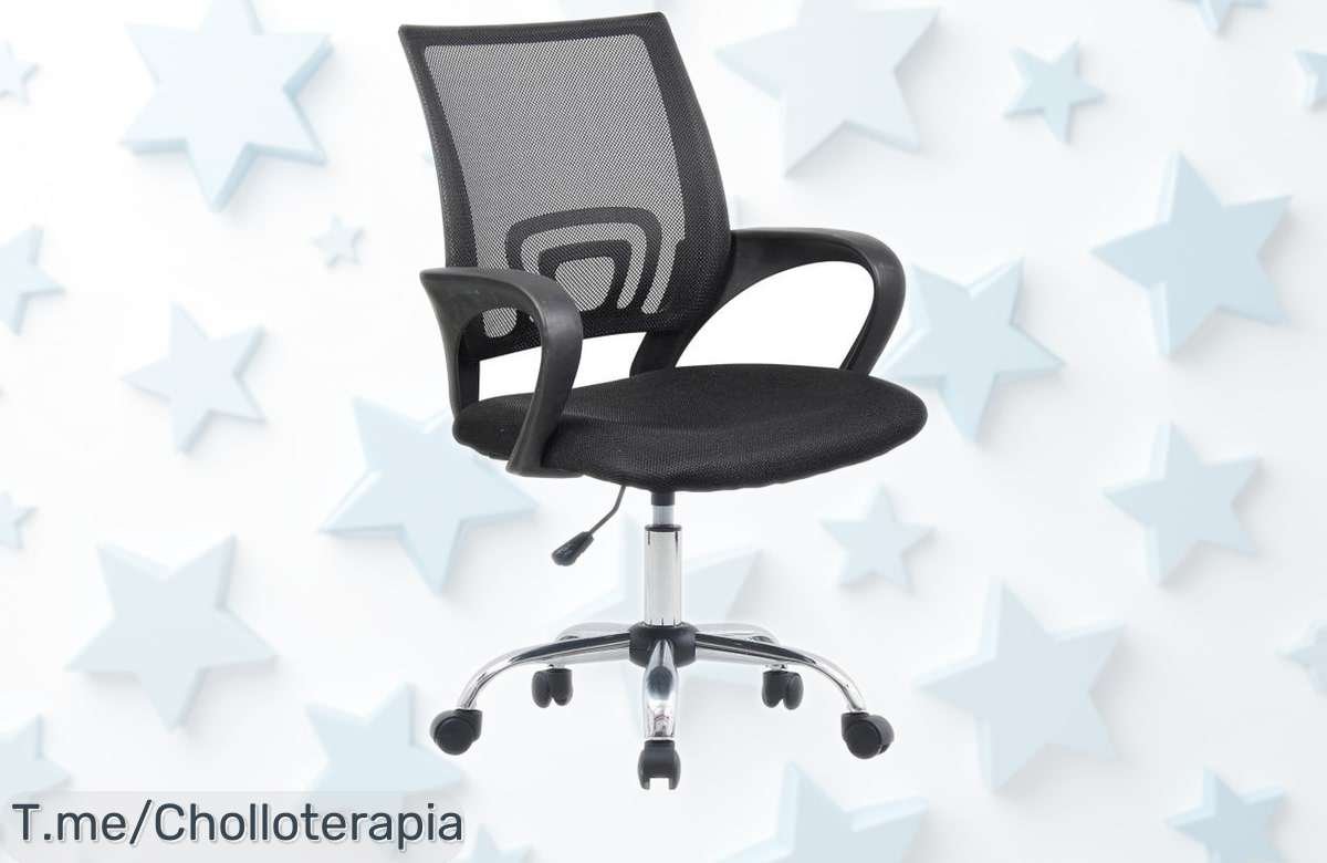 Silla de oficina con ruedas y soporte lumbar reposabrazos, precio rebajado increíble para que trabajes cómodo sin gastar más, chollazo limitado que desaparece rápido ¡hazla tuya ya!