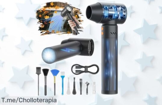 Soplador eléctrico XJUGEZ con 180000 RPM y luz LED, potencia brutal para dejar tu PC o coche impecable en segundos oferta rebajada de locura que vuela ¡aprovecha ya este chollazo antes de que desaparezca!