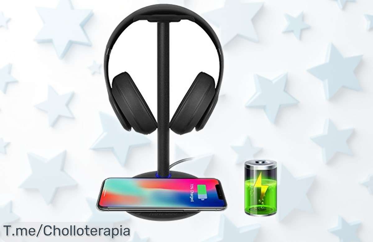 Soporte para auriculares con carga inalámbrica New Bee súper chollo con precio rebajado que hace tu vida más fácil y carga sin complicaciones ¡Corre que vuelan, oferta temporal!