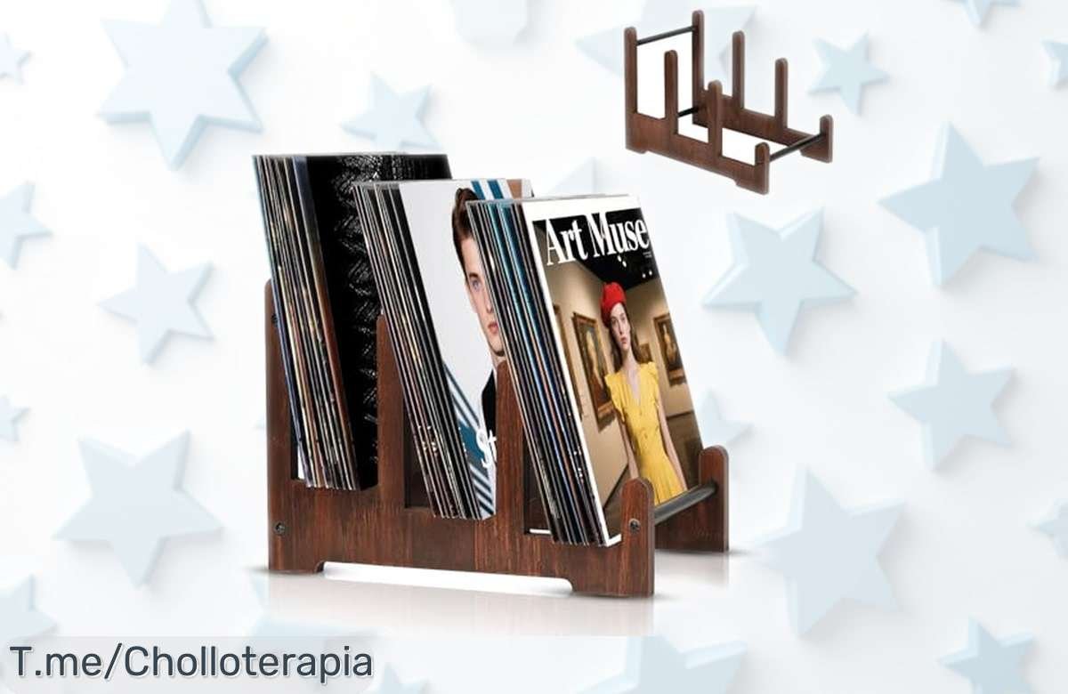 Soporte vintage Piashow para vinilos con 3 capas que organiza hasta 60 discos a un precio rebajado de locura, ¡gran oportunidad limitada que no puedes dejar escapar!
