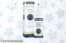 Spray dental Canosept 100ml para perros que acaba con el mal aliento y cuida sus dientes y encías, ahora con precio rebajado, un ofertón limitado perfecto para darle a tu peludo la frescura que se merece ¡no dejes escapar este super chollo!