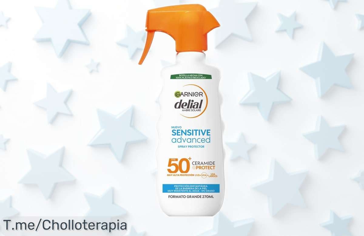 Spray protector solar Delial Garnier IP50+ para pieles claras súper resistente al agua con precio rebajado que desaparece rápido ¡no dejes pasar este ofertón exprés y protege tu piel ya!