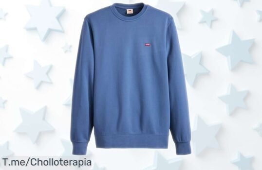 Sudadera Levi’s The Original HM Crew en Dutch Blue con logo clásico y tela suave a precio rebajado único corre que vuelan las unidades no dejes pasar este ofertón limitado