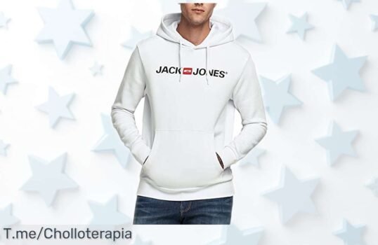 Sudadera con capucha Jack & Jones blanca XL super práctica con bolsillo frontal, ¡rebajada a precio loco! No dejes que se escape este ofertón único y consigue la tuya antes de que vuelen todas