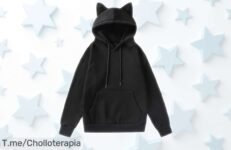 Sudadera con capucha de gato para mujer con orejas únicas súper suelta y cool precio rebajado que no se repite consigue ya este super chollo antes de que vuelen las unidades