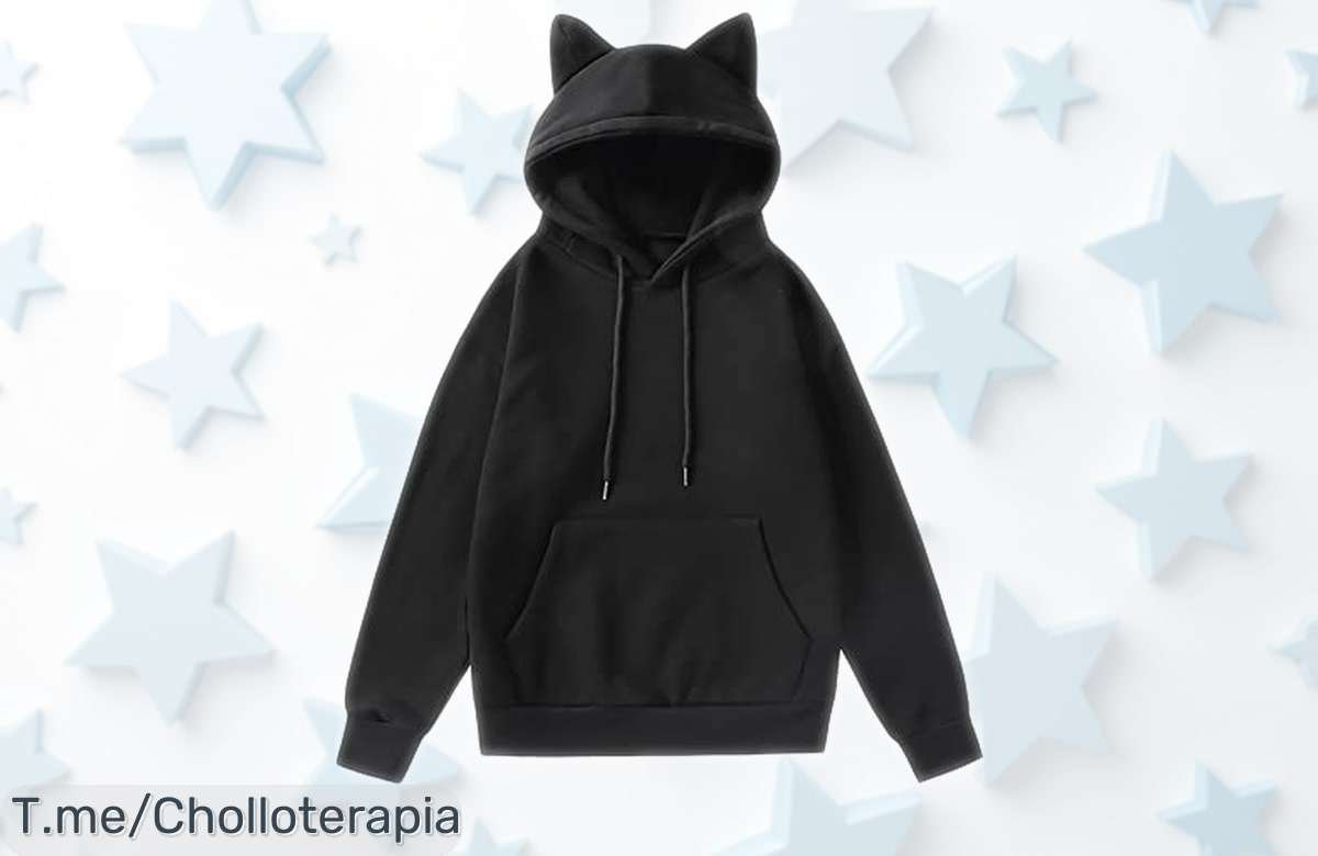 Sudadera con capucha de gato para mujer con orejas únicas súper suelta y cool precio rebajado que no se repite consigue ya este super chollo antes de que vuelen las unidades