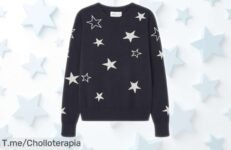 Sudadera con estrellas y brillo lurex Springfield azul marino rebajada a precio loco para que luzcas un estilo único y llamativo ¡corre antes de que se agoten todas!