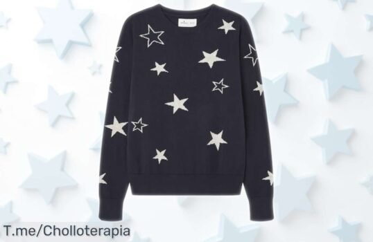 Sudadera con estrellas y brillo lurex Springfield azul marino rebajada a precio loco para que luzcas un estilo único y llamativo ¡corre antes de que se agoten todas!