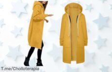 Sudadera larga con capucha para mujer forro polar cálido y ligera que te abraza, precio rebajado por tiempo limitado corre y no dejes escapar este super chollo diseñado para tu otoño e invierno