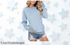 Sudadera mujer manga larga ligera con bolsillo frontal súper ofertón para otoño e invierno, descuento brutal aplicado y precio rebajado que no puedes dejar pasar ¡date prisa que vuelan las unidades!