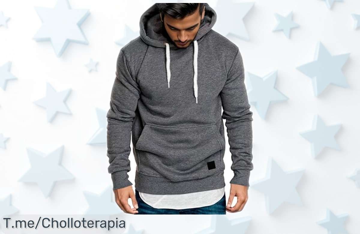 Sudadera para hombre estilo retro con capucha y bolsillos en caída de precio brutal perfecto para diario no pierdas este super chollo que está volando aprovecha antes que desaparezca