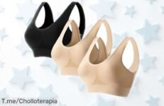 Sujetador sin aros pack 3 para mujer rebajado, súper suave y push up con escote en U invisible que se adapta todo el día ¡chollazo de oferta limitada que no puedes dejar pasar!