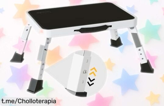 Taburete plegable Bontec con 3 niveles y patas antideslizantes súper resistente hasta 150 kg, ahora rebajado en un ofertón brutal que vuela rápido ¡corre y haz tuyo este super chollo antes de que desaparezca!